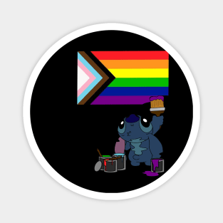 Stitch paintig Pride Flag Magnet